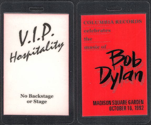 ##MUSICBP0603 - 1992 Bob Dylan OTTO 30 year Anniversary Concert (Featuring Tom Petty) Backstage Pass - Columbia Records - VIP/Hospitality