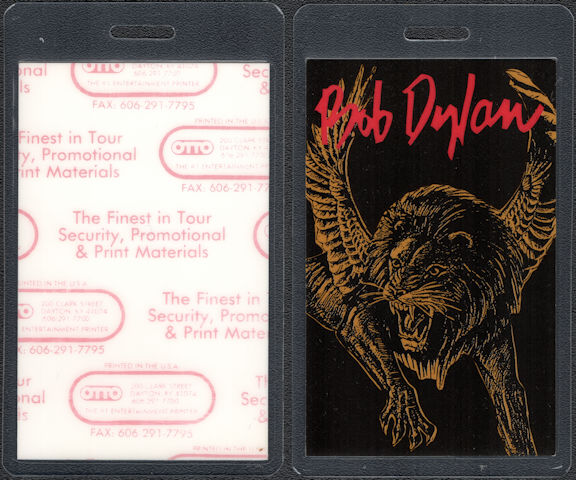##MUSICBP0833 - Uncommon Laminated OTTO Bob Dylan Pass with Winged Lion Pictured From the 1992 Tour