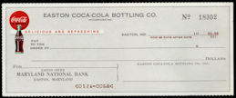 #CC401.5 - Rare 1950s Coca Cola Check from the Easton Coca-Cola Bottling Company