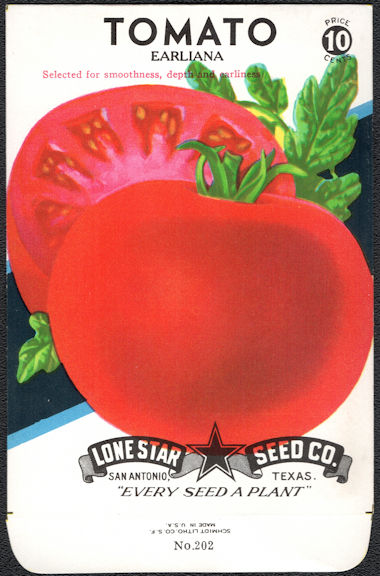 #CE081.1 - Earliana Tomato Lone Star 10¢ Seed Pack - As Low As 50¢