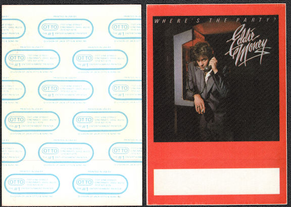 ##MUSICBP0030  - 1983 Eddie Money Where's the Party? Tour OTTO Backstage Pass