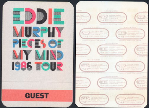 ##MUSICBP1113 - Eddie Murphy OTTO Cloth Backstage Pass from the 1986 Pieces of My Mind Tour