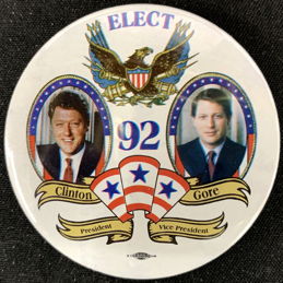 #PL427 - Clinton Gore 1992 Presidential Election Pinback - Jugate