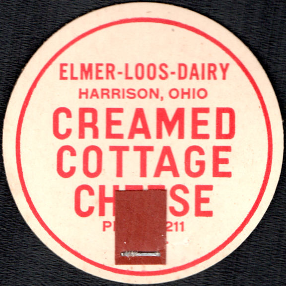 #DC253 - Elmer Loos Dairy Cottage Cheese Jar Lid - Harrison, Ohio
