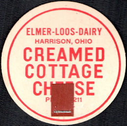 #DC253 - Elmer Loos Dairy Cottage Cheese Jar Lid - Harrison, Ohio