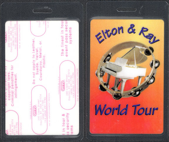##MUSICBP0683 - Scarce Elton John and Ray Cooper OTTO Laminated Backstage Pass from the 1994 Elton & Ray World Tour