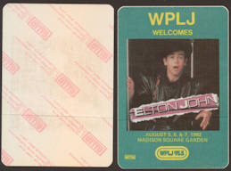 ##MUSICBP0081  - 1982 Elton John at Madison Square Gardens OTTO Backstage Pass - Radio WPLJ