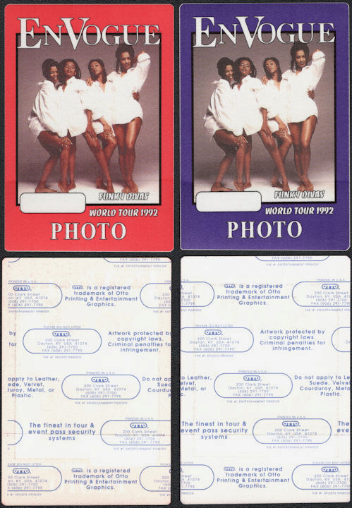 ##MUSICBP0669 - Pair of En Vogue OTTO Backstage Photo Passes from the 1992 Funky Divas Tour