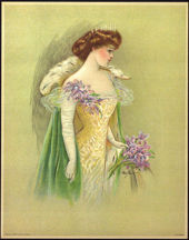 #MSPRINT210 - 1909 Victorian Print - Lady Wearing Fox  Stole