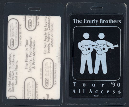 ##MUSICBP0163 - Everly Brothers Laminated All Access OTTO Backstage Pass for the 1990 Tour