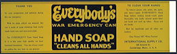 #ZLCA268 - Everybody's Hand Soap War Emergency Can Label - WWII