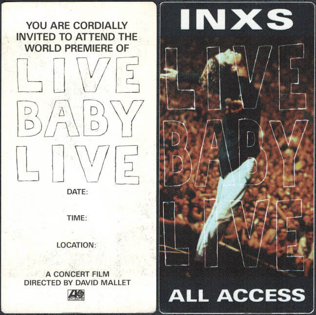 ##MUSICBP0797 - INXS All Access OTTO Cloth Backstage All Access Pass for the 1991 Live Baby Live Concert Film