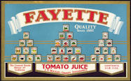 #ZLC333 - Rare Fayette Tomato Juice Crate Label Picturing 35 Different Canned Products