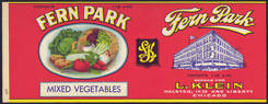 #ZLCA174 - Rare Fern Park Brand Mixed Vegetables Can Label