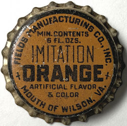 #BF259 - Group of 6 Very Rare Old Cork Lined Fields Manufacturing Imitation Orange Soda Bottle Caps