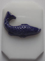 #BEADS0592 - 25mm Blue and White Very Old Czech Glass Cameo with Fish - As low as $1.50 each