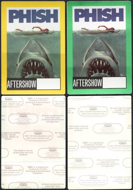 ##MUSICBP0100  - Pair of Two Different Colored PHISH Jaws OTTO Backstage Passes