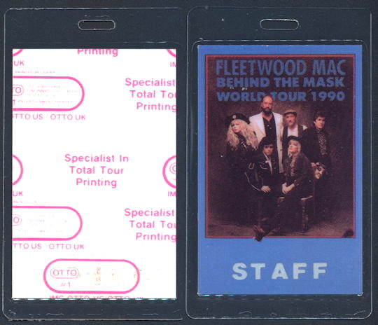 ##MUSICBP0153 - Fleetwood Mac OTTO Laminated Staff Backstage Pass from 1990 Behind the Mask Tour