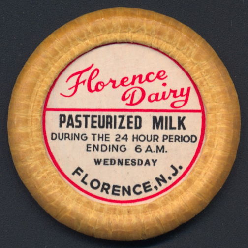 #DC178 - Large Florence Dairy Pasteurized Bottle Cap