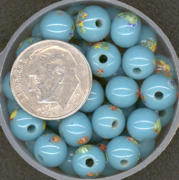 #BEADS0021 - 8mm Turquoise Glass Japanese Millefiori Flower Bead