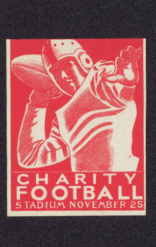 #BA033 - Scarce Charity Football Poster/Cinderella Stamp Picturing Quarterback