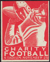 #BHSports033 - Scarce Charity Football Poster/Cinderella Stamp Picturing Quarterback