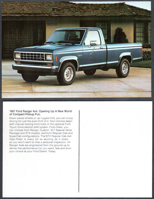 #CA536 - 1987 Ford Dealer Postcard - Ford Ranger 4x4