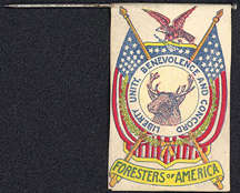 #SIGN118 - Rare Early Foresters of America Paper Flag on Pin  (Early Foresters Insurance Item)