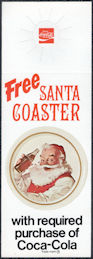 #CC407.9 - Bottle Hanger Advertising Free Haddon Sundblum Santa Claus Coca Cola Coasters