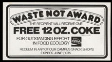 #CC276 - Free 12 oz. Coca Cola Waste Not Want Not Cardboard Coupon