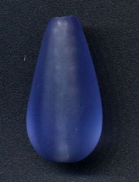 #BEADS0804 - Large Blue Frosted Translucent Glass Pear Shaped Czech Glass Drop Bead