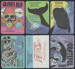 ##MUSICBP2235- Grateful Dead Cloth OTTO Backstage Pass - Set of 6 Whales Tails Theme