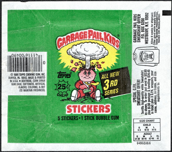 #ZZA286 - 1986 Topps 3rd Series Garbage Pail Kids Card Wrapper