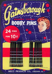 #CS393 - Colorful Carded Gainsborough Bobby Bob Pins