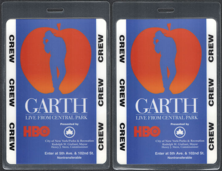 ##MUSICBP0874 - Large Garth Brooks Laminated OTTO Backstage Crew Pass from Garthstock - Central Park New York