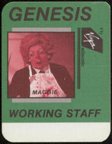 #MUSIC758 - Genesis OTTO Cloth Backstage Pass from the 1987 Invisible Touch Tour Featuring Margaret Thatcher