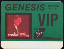 ##MUSICBP0152 - Genesis OTTO Cloth VIP Backstage Pass from 1987 The Final Leg Tour - Ronald Reagan