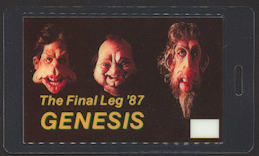 ##MUSICBP0083  - 1987 Genesis (Phil Collins) OTTO Laminated Backstage Pass from the Final Leg of the Invisible Touch Tour