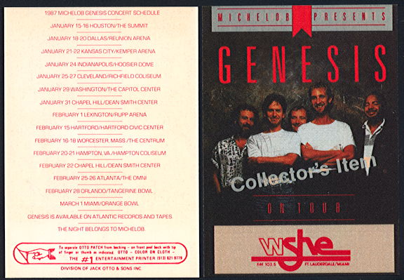 ##MUSICBP0380 - Genesis OTTO Cloth Backstage Collector's Pass from the 1987 Orange Bowl Concert