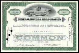 #ZZStock122 - 1950s General Motors Corporation Stock Certificate