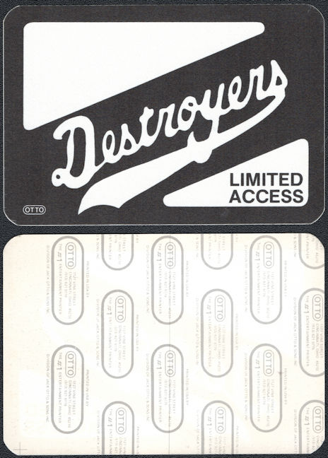 ##MUSICBP0795  - 1986 Destroyers (George Thorogood) Cloth OTTO Backstage Limited Access Pass From the Maverick Tour - Black Version