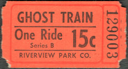 #MISCELLANEOUS375 -  Unused Riverview Park Ghost Train Ticket - Chicago