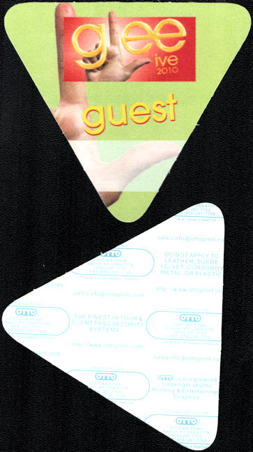 ##MUSICBP1504 -  OTTO Cloth Backstage Guest Pass for the 2010 Glee (TV show) Live Tour