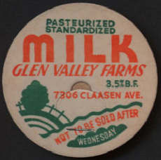 #DC155 - Very Rare Glen Valley Farms Milk Bottle Cap