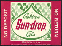 #ZLS139 - Golden Sun-Drop Cola Soda Label