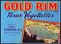 #ZLCA*042 -Gold Rim Texas Vegetables Crate Label