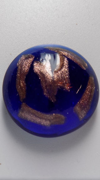 #BEADS0607 - Large 22mm Deep Cobalt Glass Cabochon with Goldstone Streaks