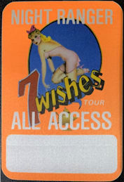 ##MUSICBP0746 - 1985 Cloth Backstage All Access Pass from the NIght Ranger "7 Wishes" Tour - Pinup