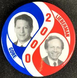 #PL450 - Gore Lieberman 2000 Presidential Race Jugate Pinback