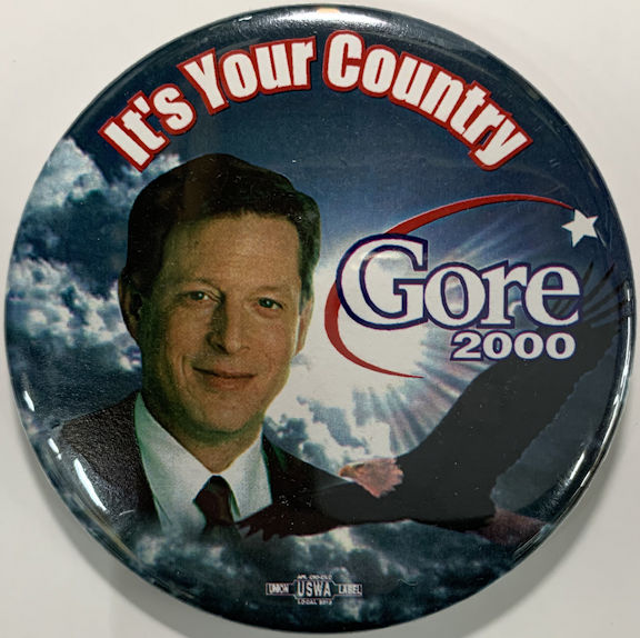 #PL382 - Licensed Large Al Gore 2000 Pinback